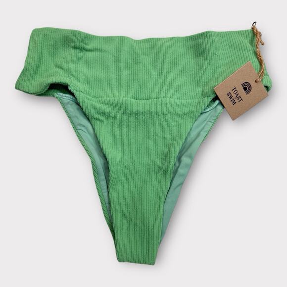 Free People x Toast Signature Banded Waist Bikini Bottom Size‎ XS Green Ribbed - Picture 1 of 6